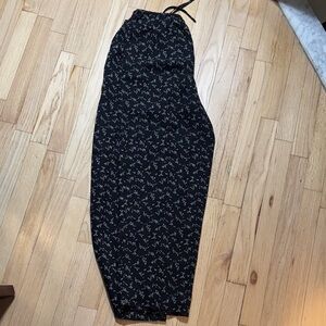 Lord & Taylor Black Floral Wide Leg Pants